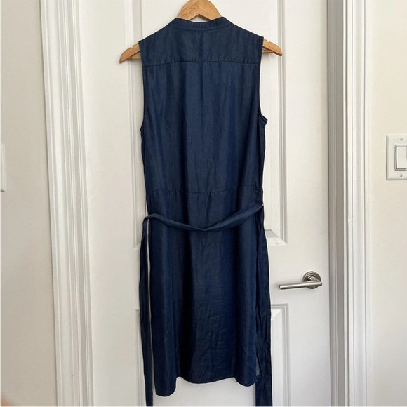 Laundry by Shelli Segal Chambray Shirt Dress Sz 8 Blue Button Front Pockets Belt - Picture 7 of 12